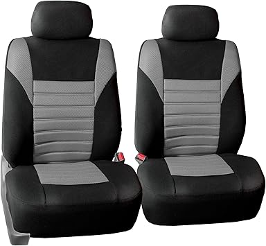 FH Group Car Seat Covers Front Set Premium 3D Air Mesh - Low Back Car Seats with Removable Headrest,Universal Fit,Automotive Seat Cover,Airbag Compatible Car Seat Cover for SUV,Sedan,Van Gray