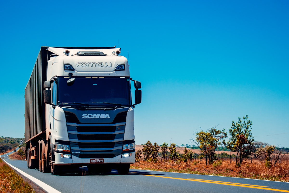 Mack truck on the road